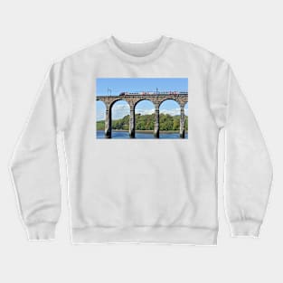 Train crossing the River Tweed, UK Crewneck Sweatshirt